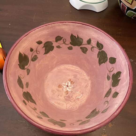 LESAL Ceramics Lisa Lindberg Van Nortwick Large Handpainted Floral Bowl 10” - Picture 4 of 10